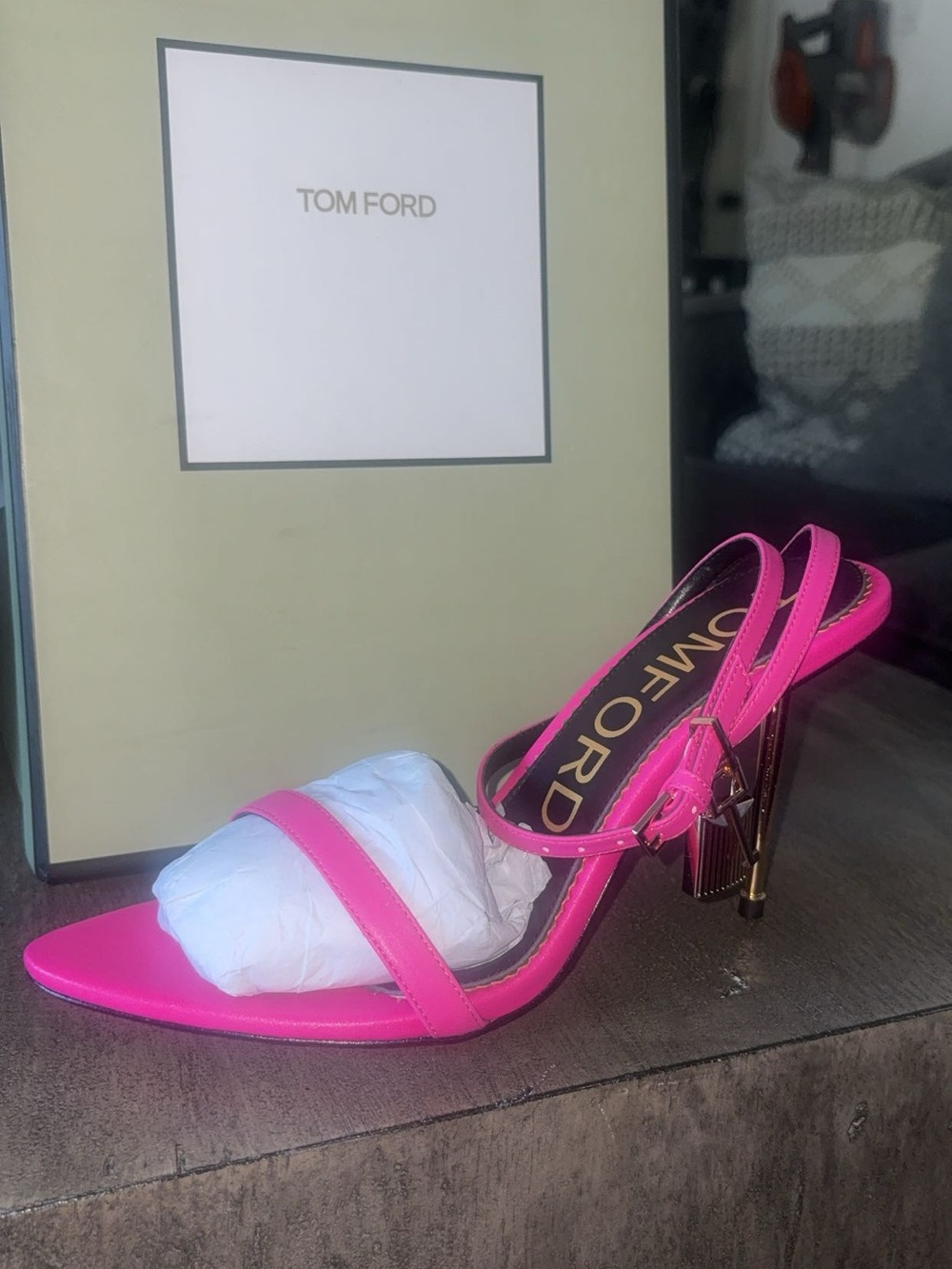 Tom Ford Bright Pink Leather Slingback Sandal